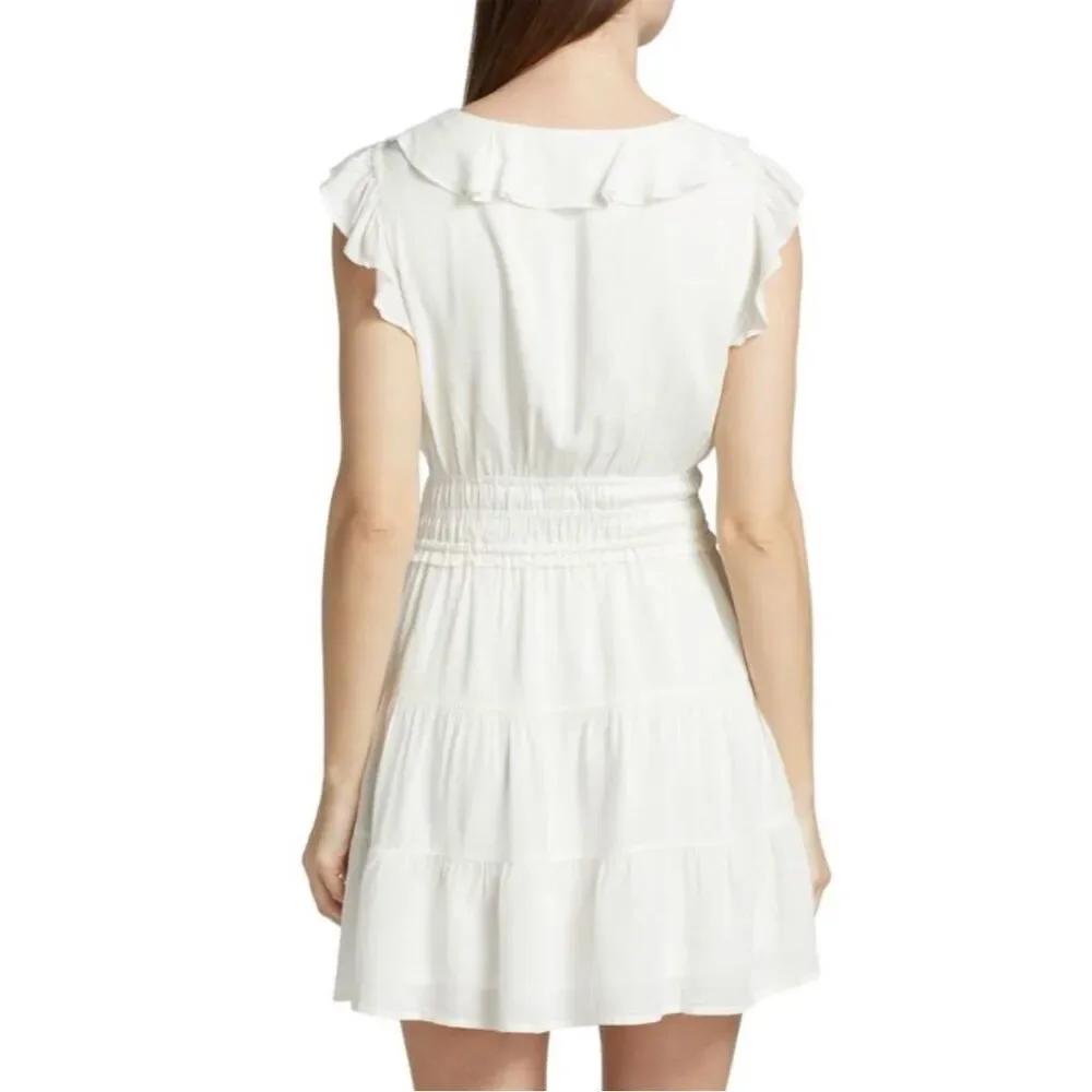 NWOT PAIGE Women's XL White Paradis Tiered Ruffle Mini Dress V-Neck - Picture 9 of 16